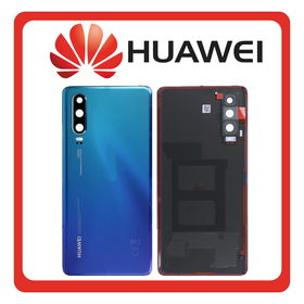 Γνήσια Original Huawei P30 (ELE-L29, ELE-L09) Rear Back Battery Cover Πίσω Κάλυμμα Καπάκι Πλάτη Μπαταρίας + Camera Lens Τζαμάκι Κάμερας Aurora Blue Μπλε 02352NMN/02352NMF (Service Pack By Huawei)