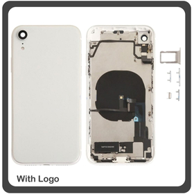 OEM HQ Apple Iphone XR, IphoneXR (A2105 A1984 A2107 A2108 A2106) Back Battery Cover- Housing Καπάκι Μπαταρίας- Σασί + Πλαινά πλήκτρα Side Keys + Θήκη Κάρτας Sim Holder White (Grade AAA+++)