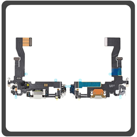 HQ OEM Συμβατό Με Apple iPhone 12 (A2403, A2172) iPhone 12 Pro (A2407, A2341 ) Charging Dock Connector Lightning Flex Καλωδιοταινία Κονέκτορας Φόρτισης + Microphone Μικρόφωνο White Άσπρο (Premium A+​)
