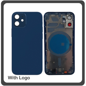 HQ OEM Συμβατό Για Apple iPhone 12 Mini, iPhone 12Mini (A2399, A2176) EU Version Rear Back Battery Cover Middle Frame- Housing Πίσω Κάλυμμα Καπάκι Πλάτη Μπαταρίας - Σασί + Side Keys Πλαινά πλήκτρα  + Sim Tray Θήκη Κάρτας Blue Μπλε (Grade AAA+++)