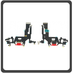 HQ OEM Συμβατό Για Apple iPhone 11 (A2221, A2111, A2223, iPhone12,1) Charging Dock Connector Lightning Flex Καλωδιοταινία Κονέκτορας Φόρτισης + Microphone  Μικρόφωνο Red Κόκκινο (Premium A+)