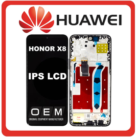 HQ OEM Συμβατό Με Huawei Honor X8 (TFY-LX1, TFY-LX2) IPS LCD Display Screen Assembly Οθόνη + Touch Screen Digitizer Μηχανισμός Αφής + Frame Bezel Πλαίσιο Σασί Midnight Black Μαύρο (Premium A+)