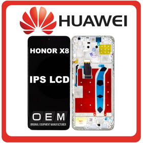 HQ OEM Συμβατό Με Huawei Honor X8 (TFY-LX1, TFY-LX2) IPS LCD Display Screen Assembly Οθόνη + Touch Screen Digitizer Μηχανισμός Αφής + Frame Bezel Πλαίσιο Σασί Titanium Silver Ασημί (Premium A+)