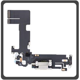 iPhone 13, iPhone13 (A2633, A2482) Lightning USB Charging Dock Connector Lightning Flex Καλωδιοταινία Κονέκτορας Φόρτισης + Microphone Μικρόφωνο Starlight Ασημί (Pulled)