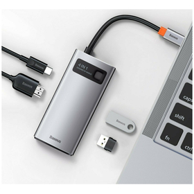 Baseus Metal Gleam Series USB-C Docking Station με USB-A 3.0, 1 θύρα USB-C PD Silver Ασημί