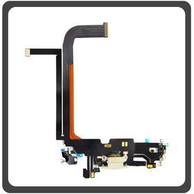 HQ OEM Συμβατό Με Apple iPhone 13 Pro Max, iPhone 13 ProMax (A2643, A2484) Lightning USB Charging Dock Connector Lightning Flex Καλωδιοταινία Κονέκτορας Φόρτισης + Microphone Μικρόφωνο White Άσπρο (Premium A+)