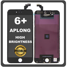 HQ OEM Συμβατό Με Apple iPhone 6+, iPhone 6 Plus (A1522, A1524) APLONG High Brightness LCD Display Screen Assembly Οθόνη + Touch Screen Digitizer Μηχανισμός Αφής Black Μαύρο (Premium A+)​ (0% Defective Returns)