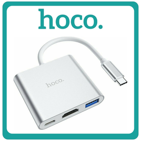 Hoco HB14 Easy Use USB-C Docking Station Με HDMI 4K PD Silver Ασημί