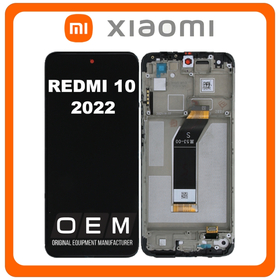 HQ OEM Συμβατό Με Xiaomi Redmi 10 2022 (21121119SG, 22011119UY), LCD Display Screen Assembly Οθόνη + Touch Screen Digitizer Μηχανισμός Αφής + Frame Bezel Πλαίσιο Σασί Carbon Gray Μαύρο (Premium A+)