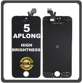 HQ OEM Συμβατό Με Apple iPhone 5 (A1428, A1429) APLONG High Brightness LCD Display Screen Assembly Οθόνη + Touch Screen Digitizer Μηχανισμός Αφής Black Μαύρο (Grade AAA) (0% Defective Returns)