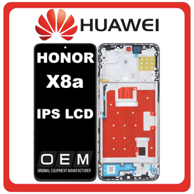 HQ OEM Συμβατό Με Huawei Honor X8a (CRT-LX1, CRT-LX2) IPS LCD Display Screen Assembly Οθόνη + Touch Screen Digitizer Μηχανισμός Αφής + Frame Bezel Πλαίσιο Σασί Midnight  Black Μαύρο (Premium A+)