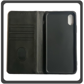 Θήκη Book, Δερματίνη Leather Print Wallet Case Black Μαύρο For iPhone X/XS