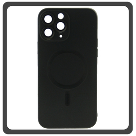 Θήκη Πλάτης - Back Cover, Silicone Σιλικόνη Liquid Silicone Magnetic Protection Case Black Μαύρο For iPhone 14 Pro