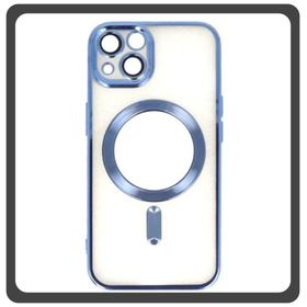 Θήκη Πλάτης - Back Cover, Silicone Σιλικόνη Pattern Plated Magnetic Case Blue Μπλε For iPhone 13