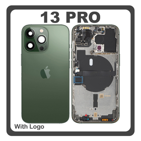 HQ OEM Συμβατό Με Apple iPhone 13 Pro (A2638, A2483) Rear Back Battery Cover Middle Frame- Housing Πίσω Κάλυμμα Καπάκι Πλάτη Μπαταρίας + Power Button + Volume Button Flex Cable + Sim Card Tray + Flashlight Flex + NFC Green Πράσινο (Premium A+)