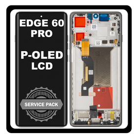 Γνήσια Original Motorola Moto Edge 60 Pro (XT2507-1) P-OLED LCD Display Screen Assembly Οθόνη + Touch Screen Digitizer Μηχανισμός Αφής + Frame Bezel Πλαίσιο Σασί Pantone Shadow Γκρι 5D68C30045 (Service Pack By Motorola)