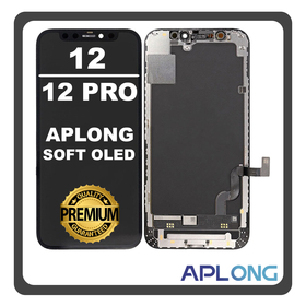HQ OEM Συμβατό Με Apple iPhone 12 (A2403, A2172) / Iphone 12 Pro (A2407, A2341) APLONG SOFT OLED LCD Display Screen Assembly Οθόνη + Touch Screen Digitizer Μηχανισμός Αφής Diagnosable Black Μαύρο (Lifetime Warranty Για Συνεργατες B2B)