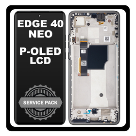 Γνήσια Original Motorola Moto Edge 40 Neo (XT2307-1) P-OLED LCD Display Screen Assembly Οθόνη + Touch Screen Digitizer Μηχανισμός Αφής + Frame Bezel Πλαίσιο Σασί Black Μαύρο 5D68C23158 (Service Pack By Motorola)