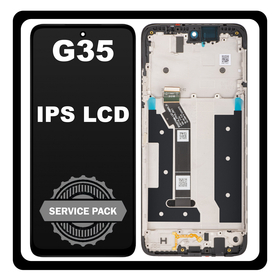 Γνήσια Original Motorola Moto G35 (XT2433-5) IPS LCD Display Screen Assembly Οθόνη + Touch Screen Digitizer Μηχανισμός Αφής + Frame Bezel Πλαίσιο Σασί Black Μαύρο 5D68C28856 (Service Pack By Motorola)