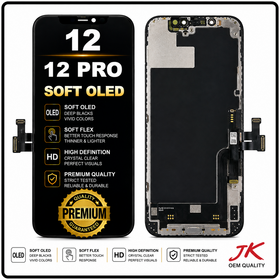 HQ OEM Συμβατό Με Apple iPhone 12(A2403, A2172) / iPhone 12 Pro (A2407, A2341) JK SOFT OLED LCD Display Screen Assembly Οθόνη + Touch Screen Digitizer Μηχανισμός Αφής Black Μαύρο (Premium A+)